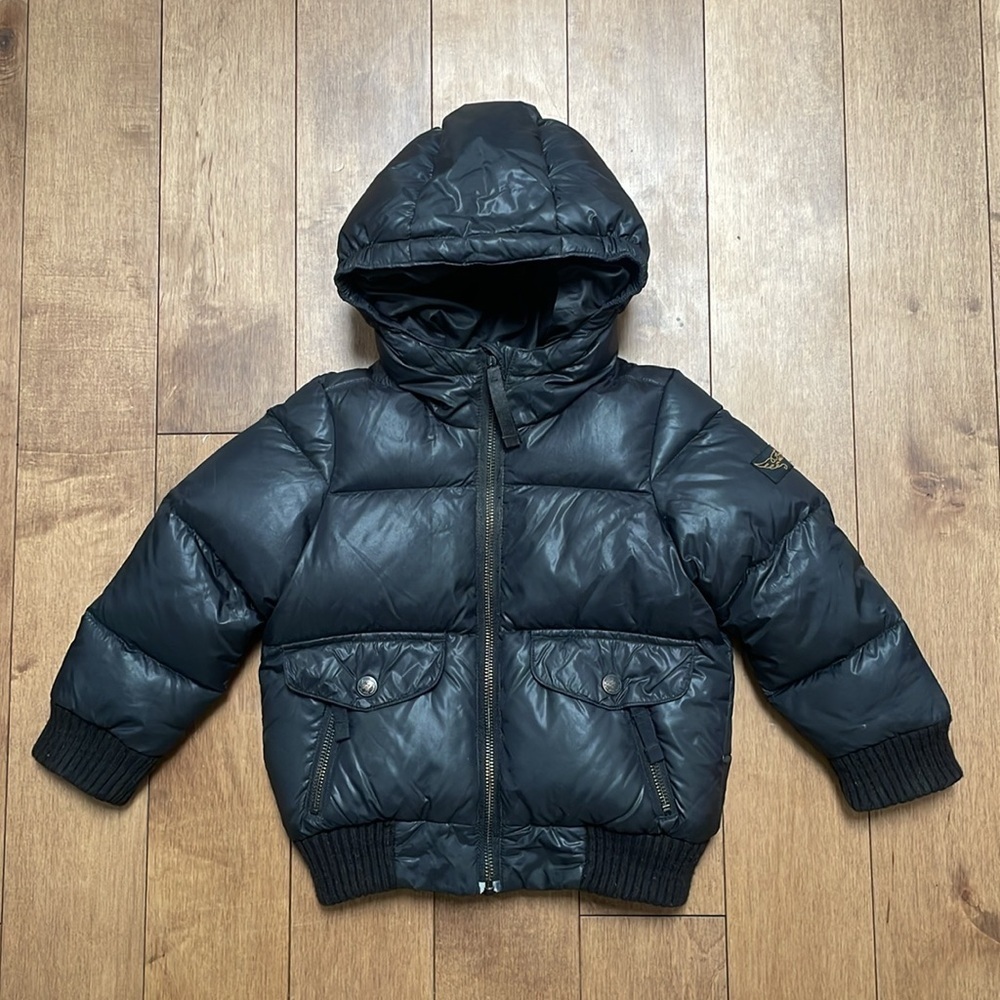 Finger In The Nose kids winter down puffer jacket coat 2/3 years black hood